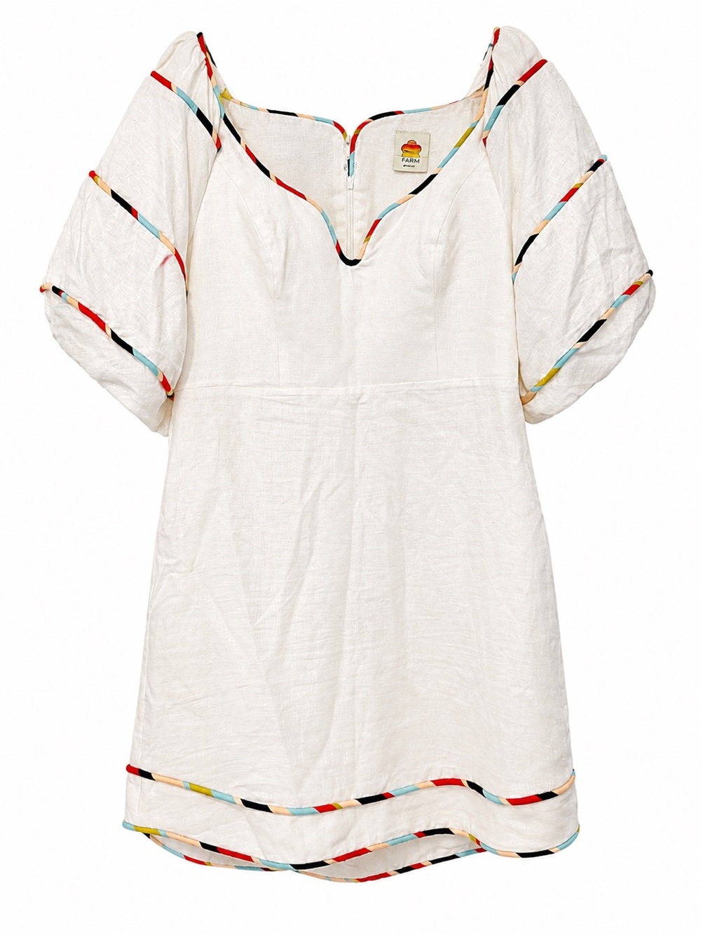 FARM Rio Cream Mini Dress with Multicolor Trim - Picture 3 of 4